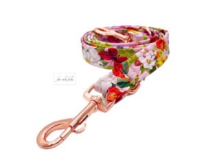 Luxus Softshell Hundeleine mit Softshell Frühling Blumenmuster und Eleganter Rosé Beschlägen Für alle Felle