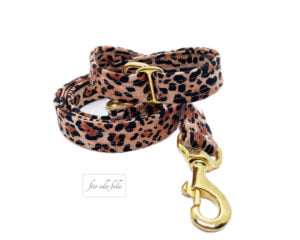 Luxus Softshell Hundeleine mit Softshell Leopardenmuster und Eleganter Goldenen Beschlägen Für alle Felle