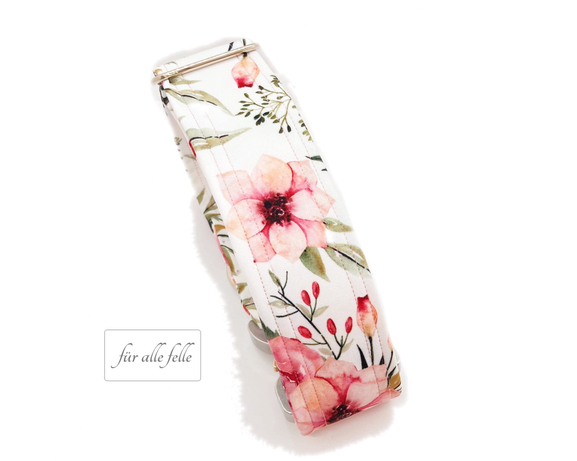Handgefertigtes Softshell-Hundehalsband mit blumigem Muster und Premium COBRA®-Schnalle von 