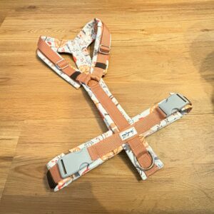 Brustgeschirr mit hellbraunem Gurtband und Softshell 'Waldtiere' in Größe L