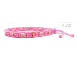 Rosa Paracord EM Keramik Halsband Antizeckenhalsband mit Gold Hund Modell für alle Felle