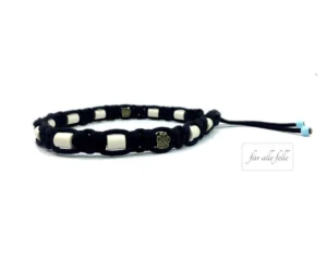 Schwarzes Paracord EM Keramik Halsband Antizeckenhalsband mit Pfote Modell für alle Felle