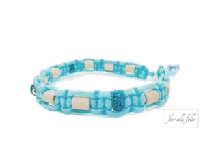 Türkises Paracord EM Keramik Halsband Antizeckenhalsband mit Strass Modell für alle Felle