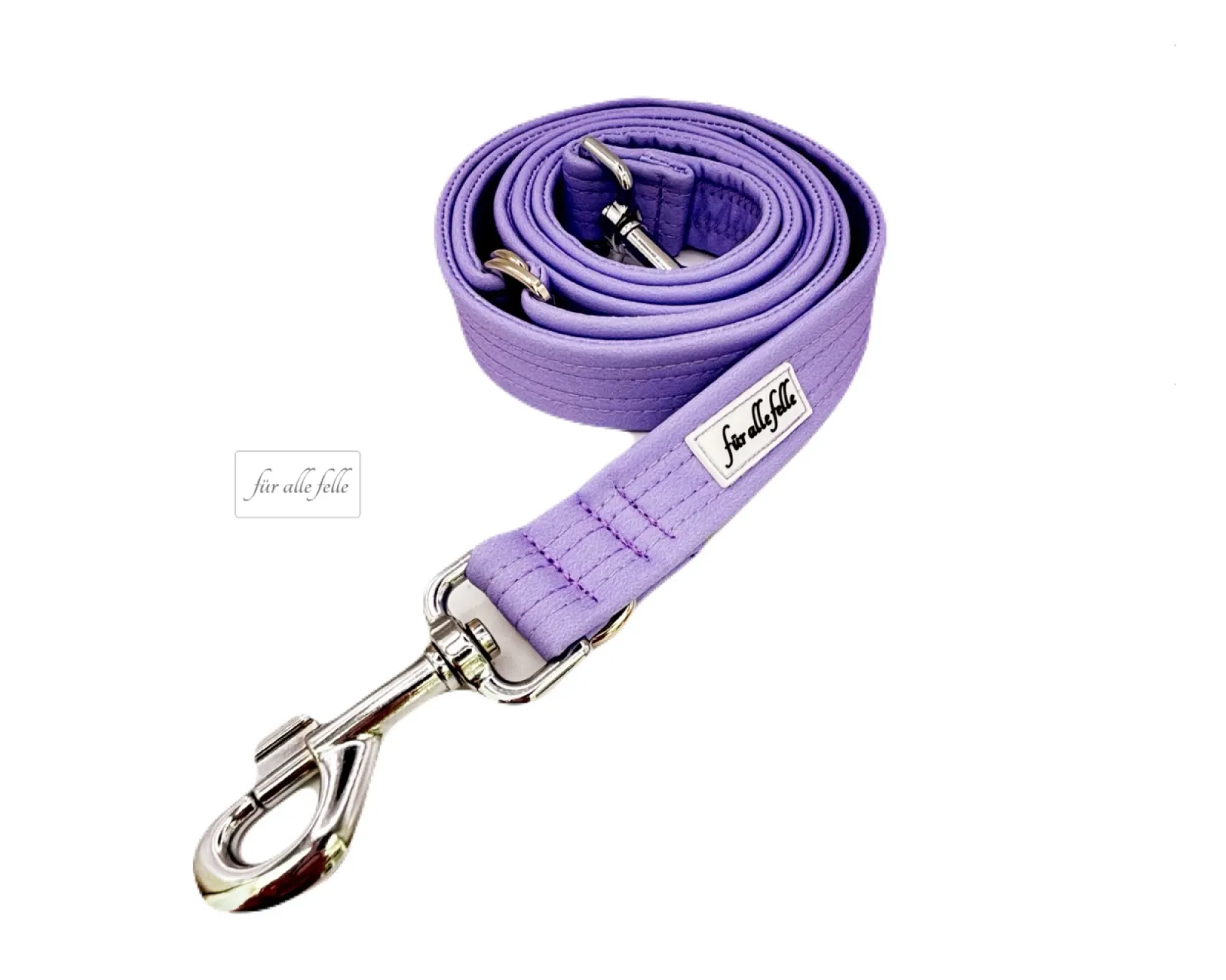 Softshell Hundeleine mit Flieder Farbeund Silber Karabiner fürallefelle.net